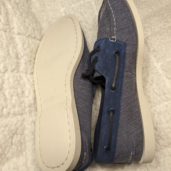 NWOT Sperry Men's Denim Deck Shoes with Leather Ties Size 8.5M - Picture 3 of 3